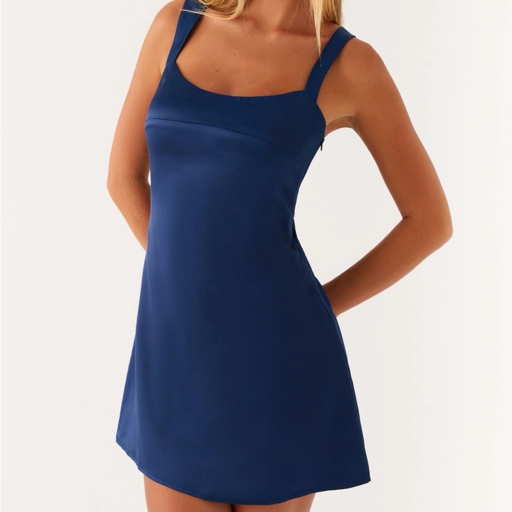 Peppermayo Navy Satin Mini Dress
